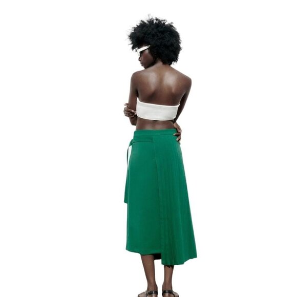ZARA PLEATED SKIRT WITH BELT - LIMITED EDITION GREEN SIZE XS | 2586/408 - Picture 5 of 13